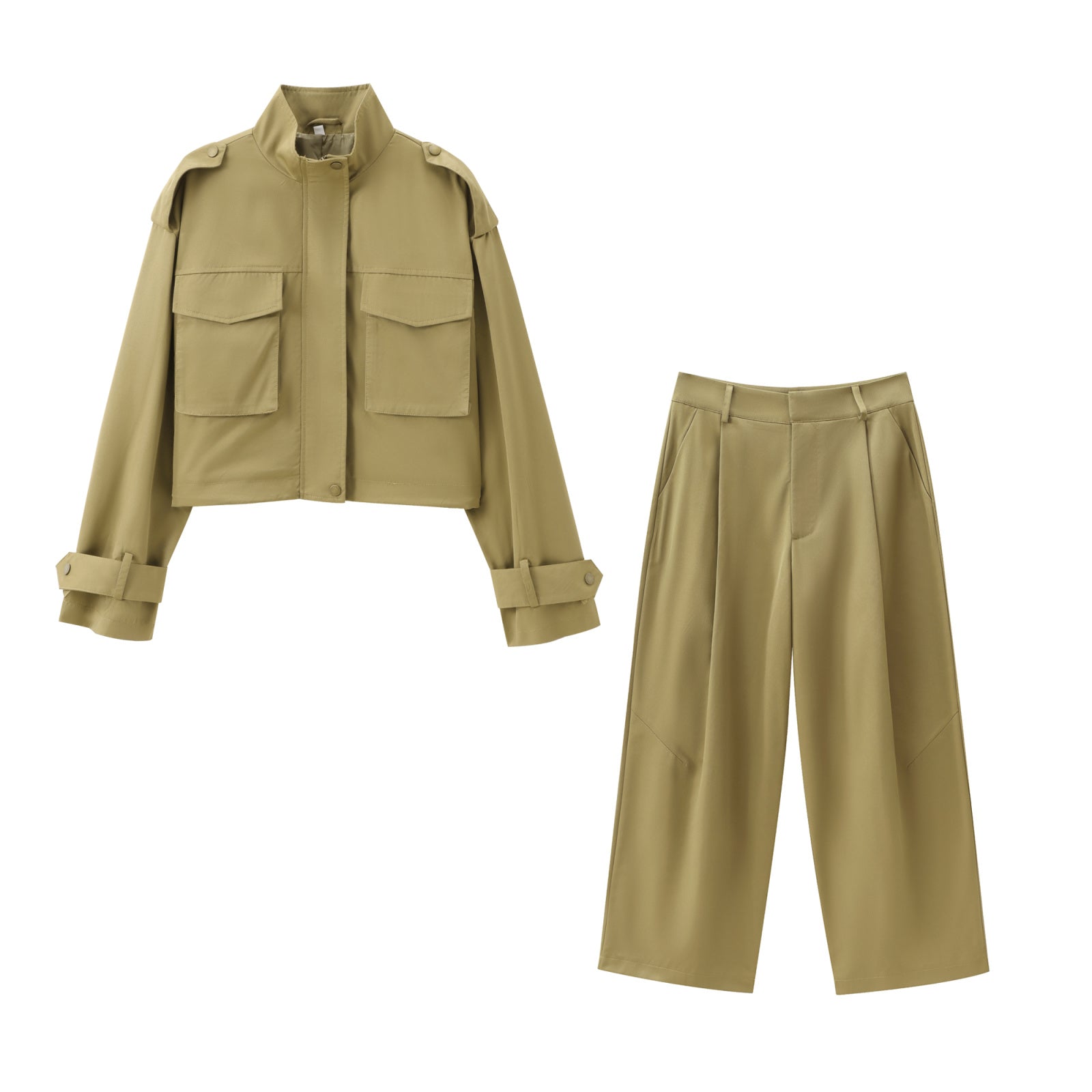 Damen Zweiteiler Set Khaki – Utility Jacke & Hose