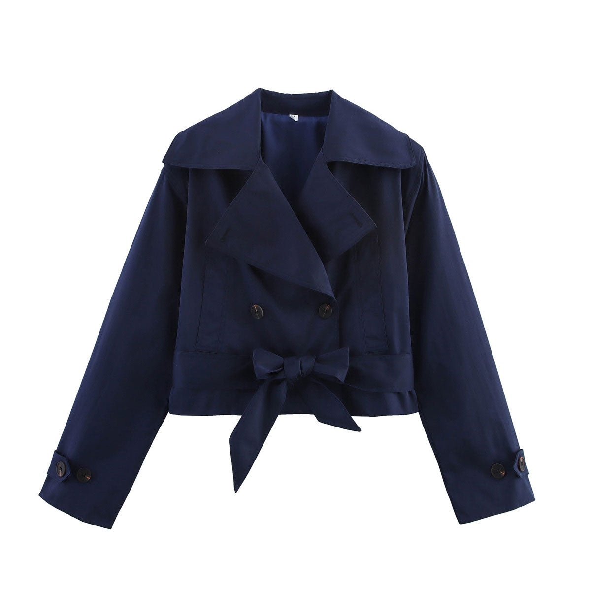 Damen Kurztrenchcoat – Elegante Übergangsjacke mit Gürtel in Blau, Braun & Beige
