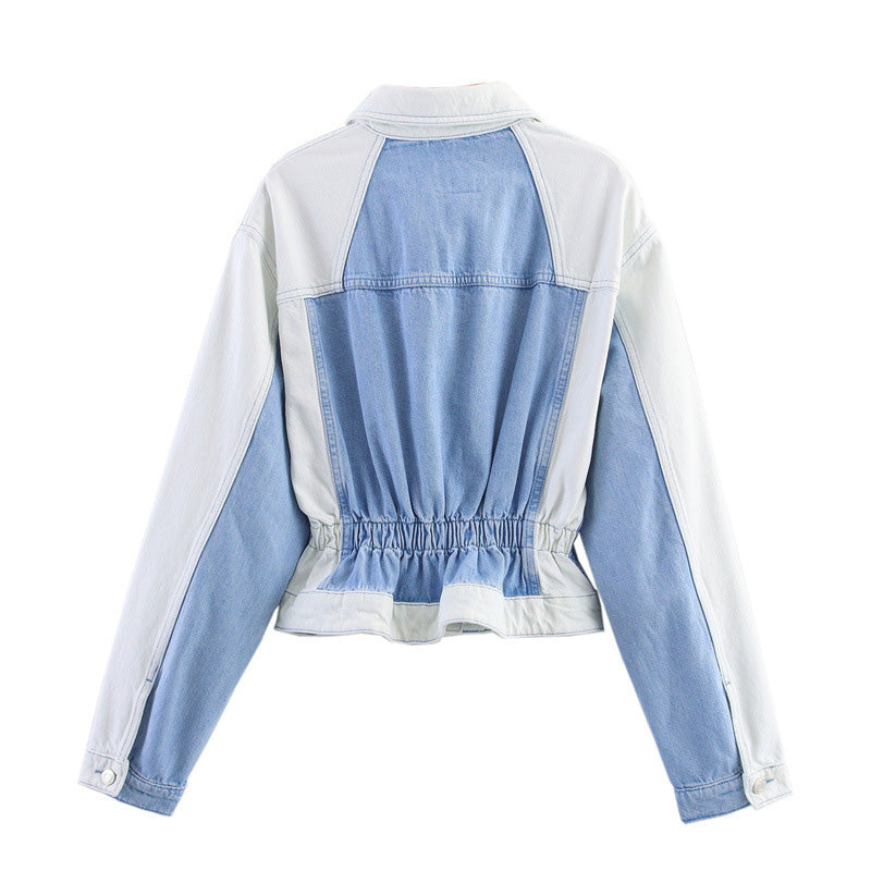Zweiteiler Damen Jeans Set – Modische Denim Jacke & Hose im Colorblock Design