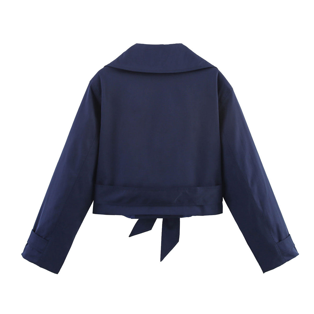 Damen Kurztrenchcoat – Elegante Übergangsjacke mit Gürtel in Blau, Braun & Beige