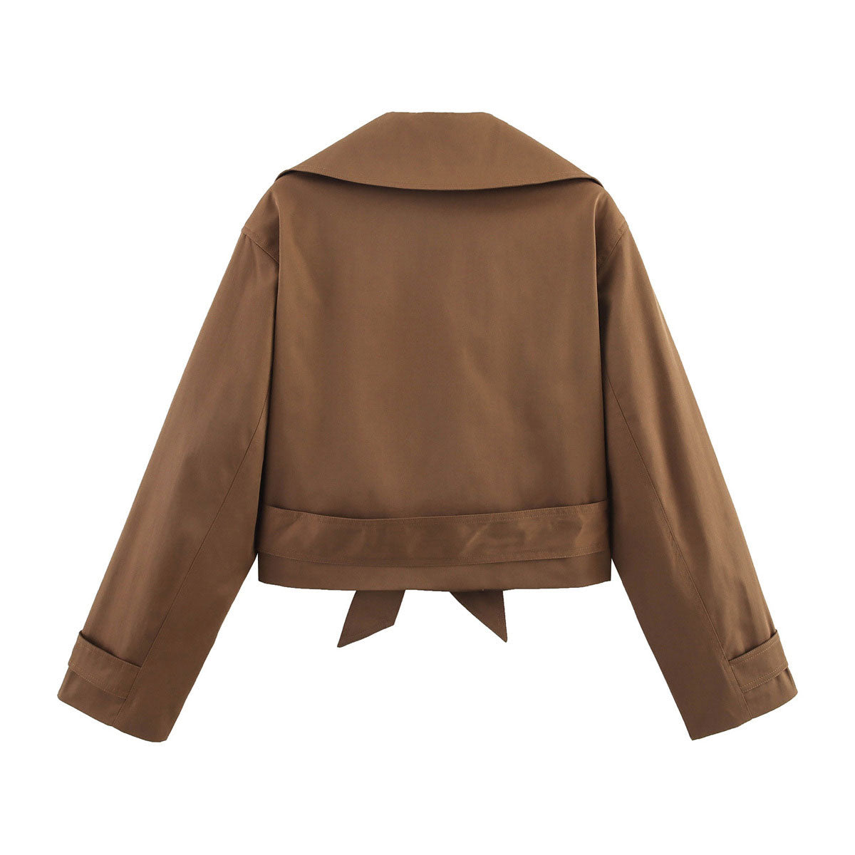 Damen Kurztrenchcoat – Elegante Übergangsjacke mit Gürtel in Blau, Braun & Beige