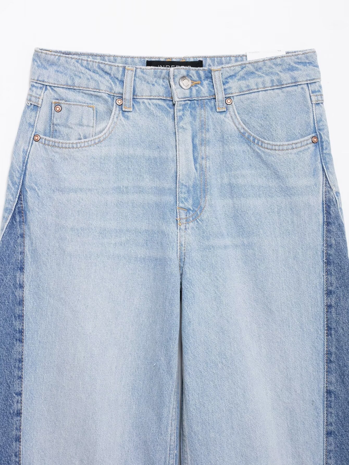 Two-Tone Wide-Leg Jeans – Trendige Damenjeans im Colorblock-Design