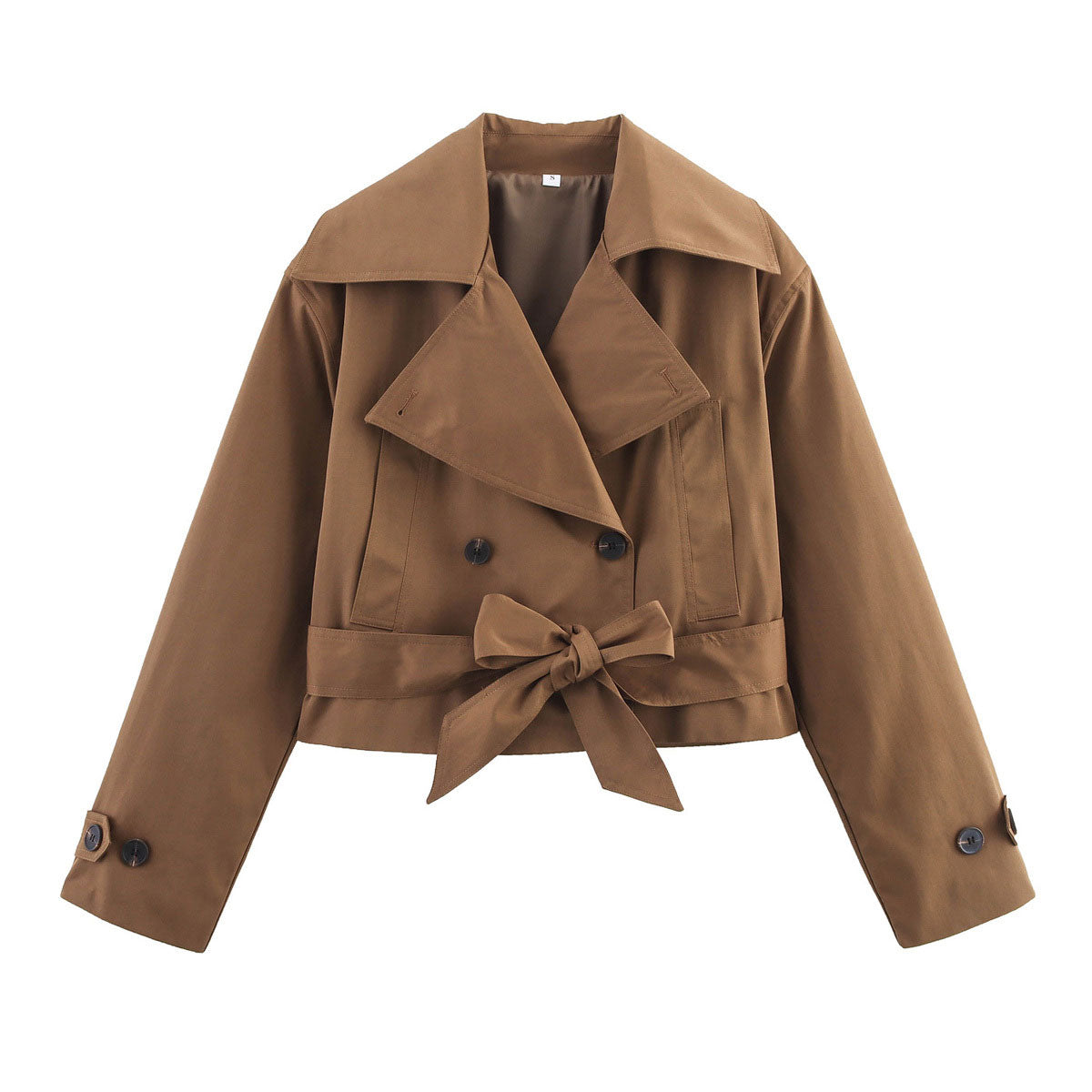 Damen Kurztrenchcoat – Elegante Übergangsjacke mit Gürtel in Blau, Braun & Beige