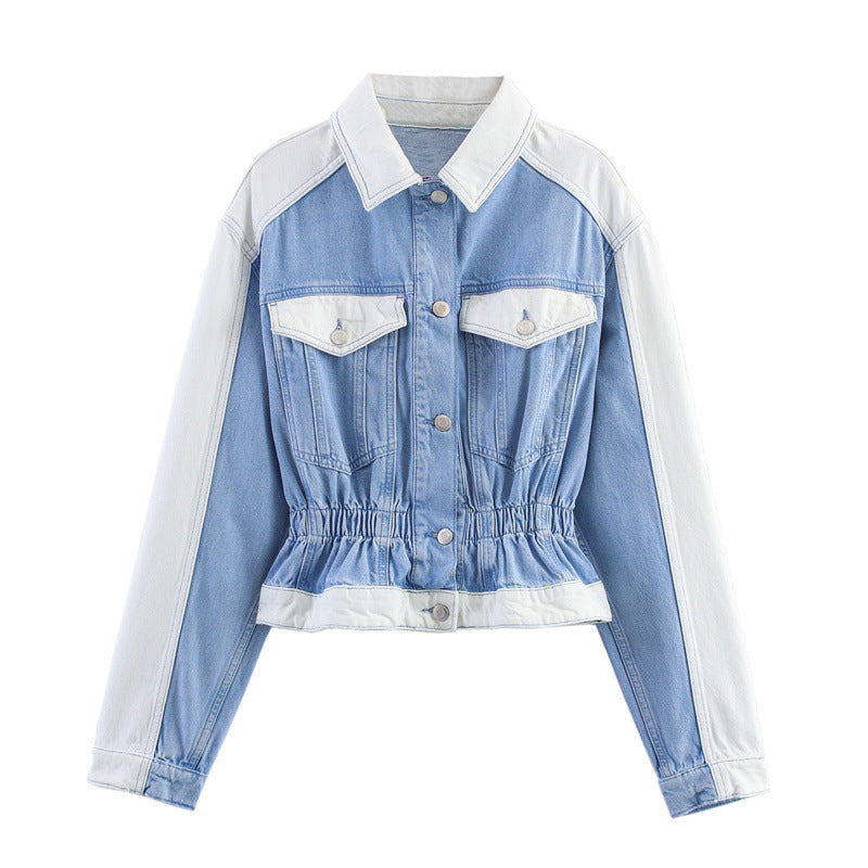 Zweiteiler Damen Jeans Set – Modische Denim Jacke & Hose im Colorblock Design