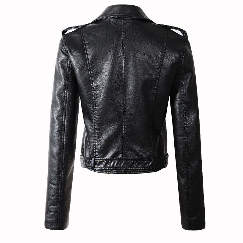Damen Bikerjacke aus Kunstleder – Klassische Motorradjacke in Schwarz oder Rot