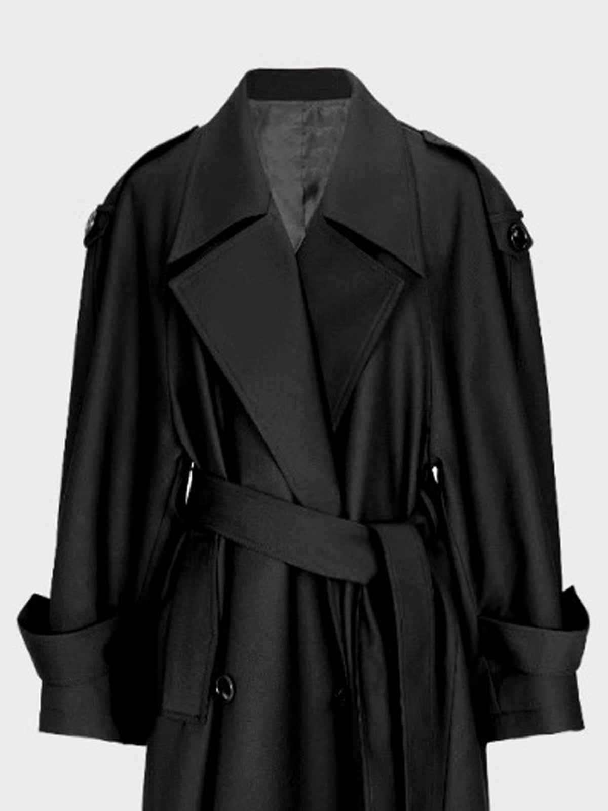 Damen Trenchcoat Lang – Klassischer Mantel mit Gürtel in Schwarz & Dunkelbraun