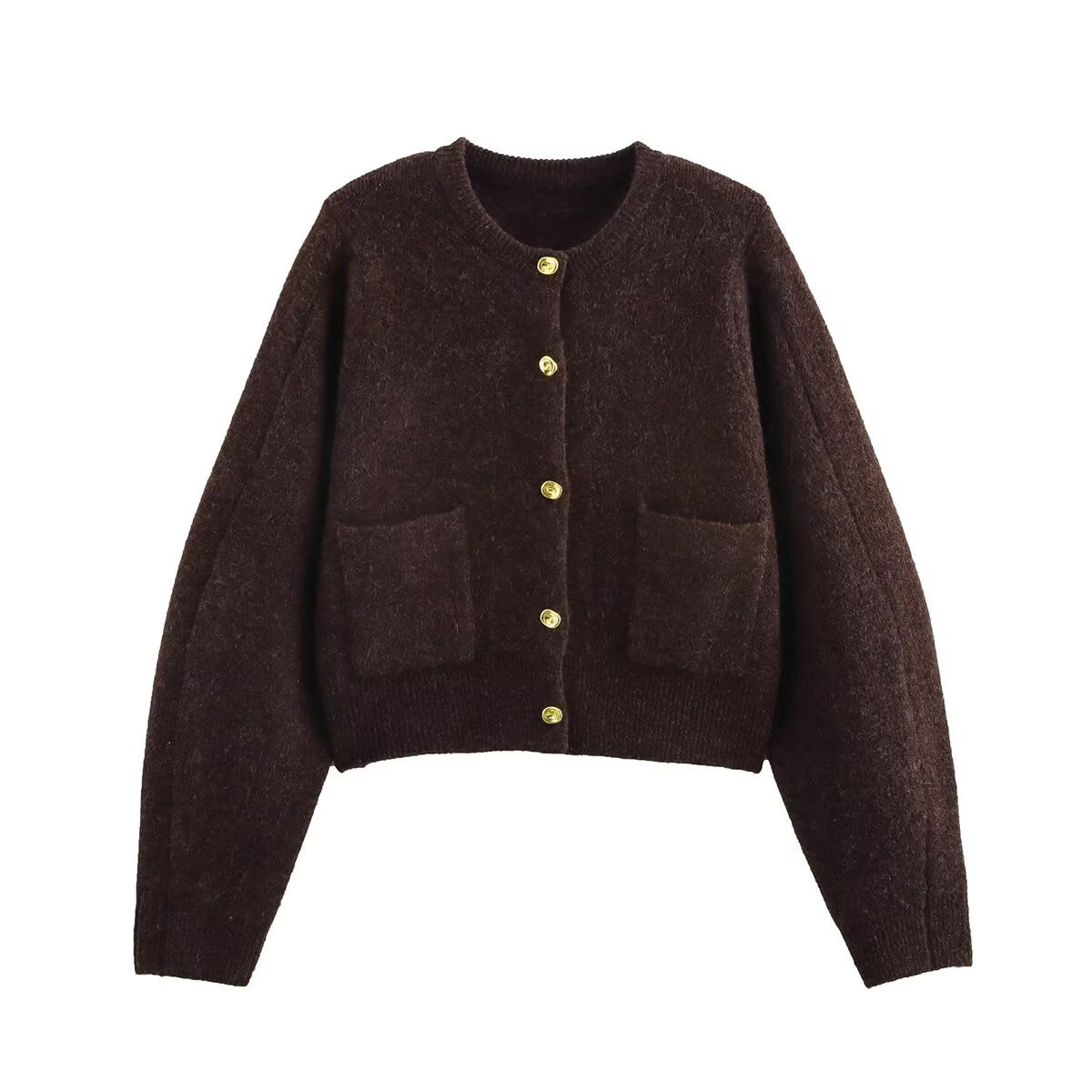 Zweiteiler Strickset Damen – Cardigan & Rock Braun