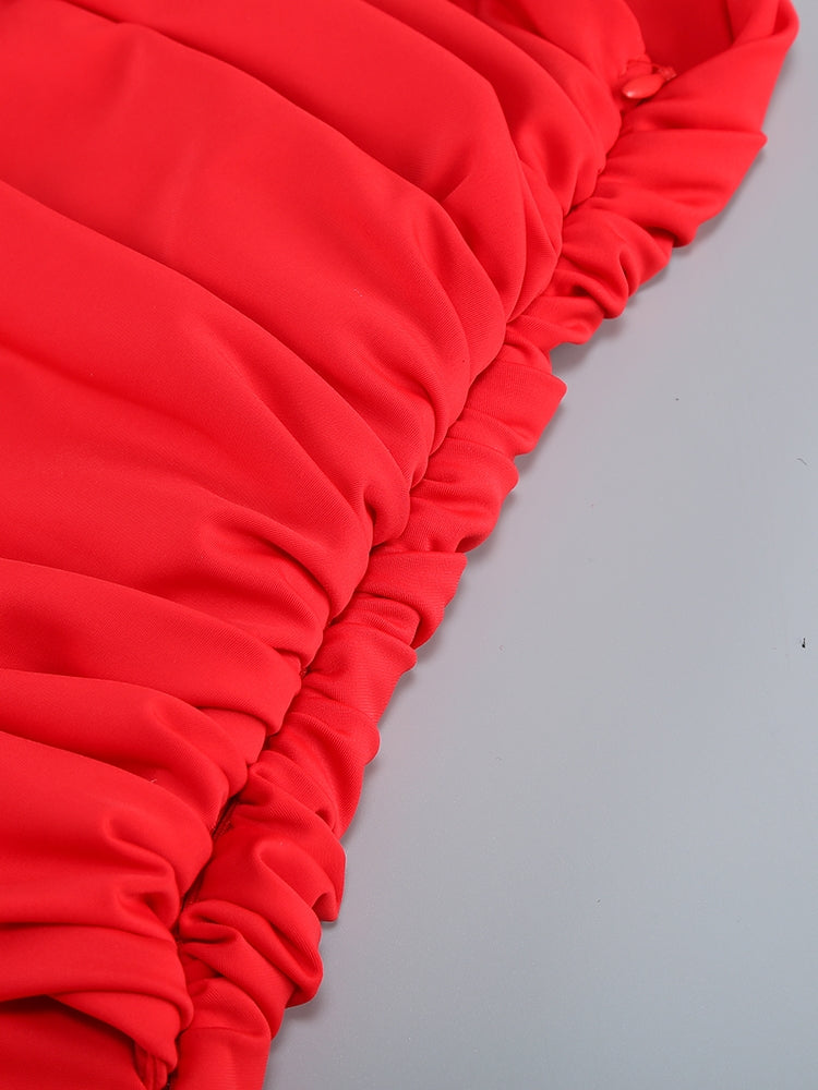 Elegantes Abendkleid Damen – Rotes One-Shoulder Maxikleid mit Schlitz