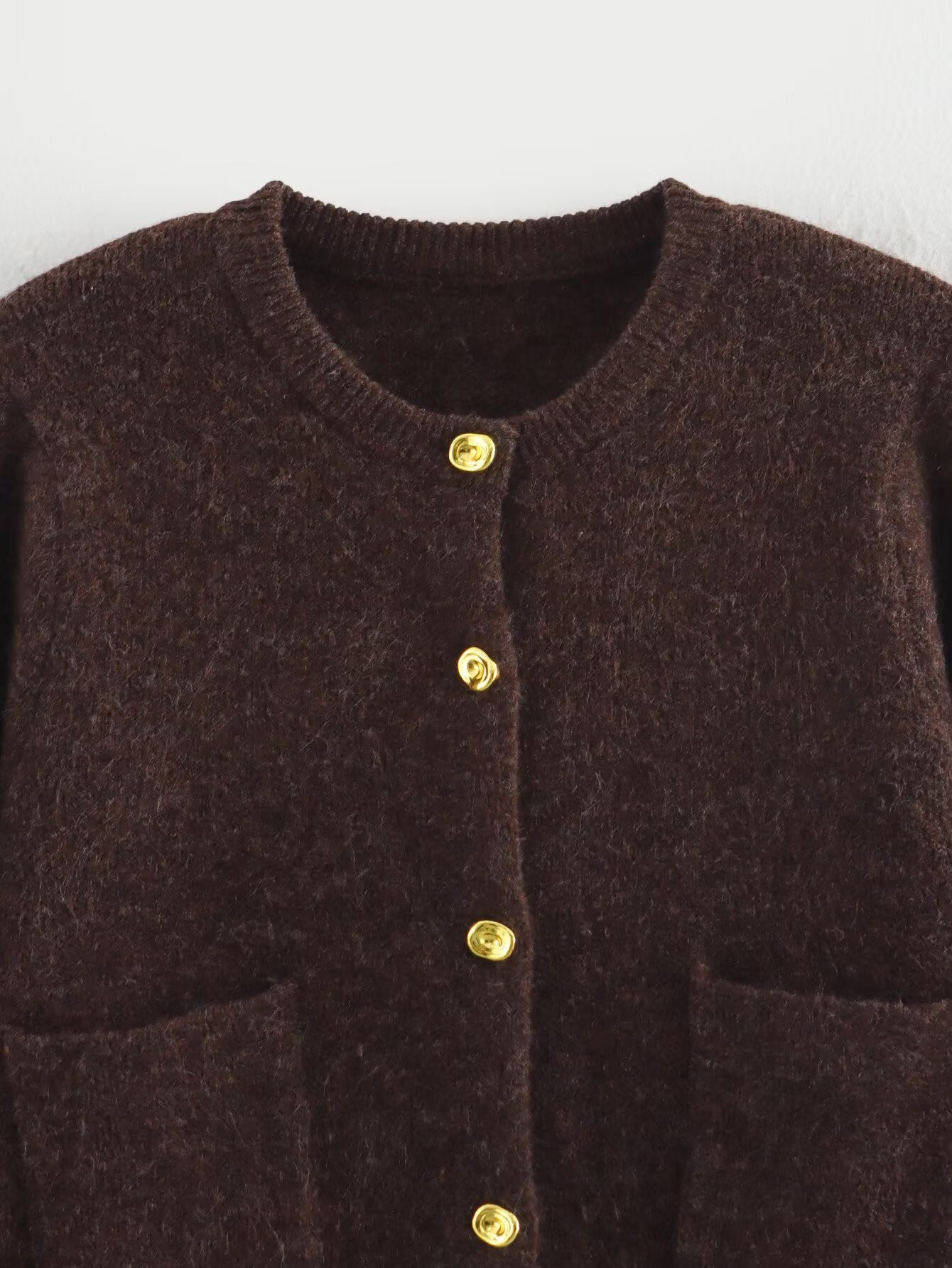 Zweiteiler Strickset Damen – Cardigan & Rock Braun