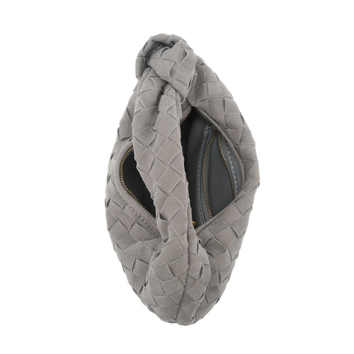Elegante Clutch "Knot Weave" in Grau