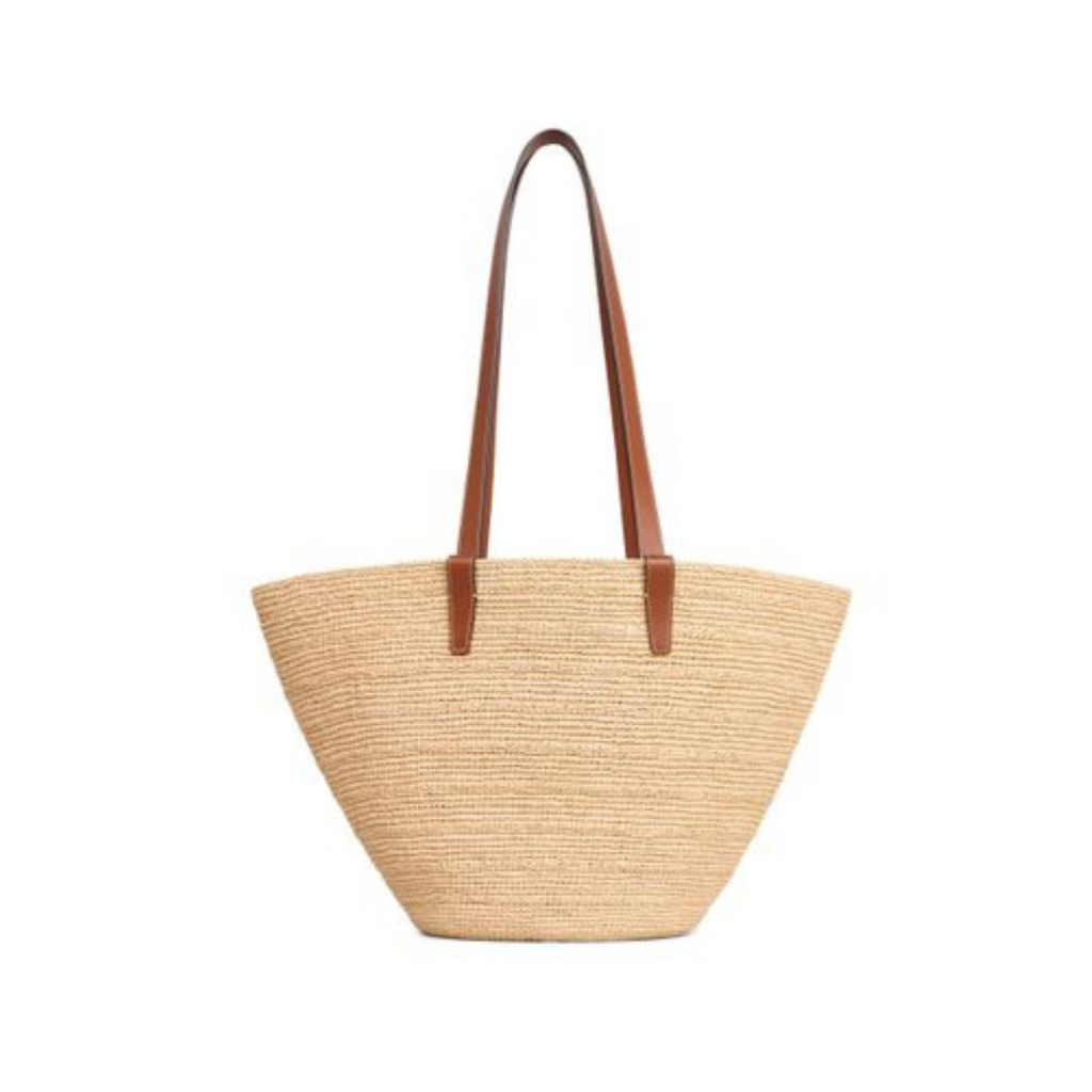 Riviera Stroh-Shopper mit Lederdetails